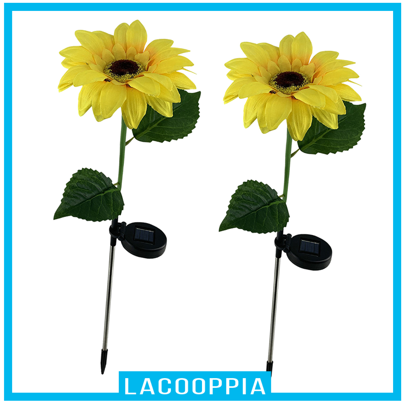 [LACOOPPIA]2 Pack Outdoor Yard Garden Solar Power Sunflowers Lights Pathway Patio Decor