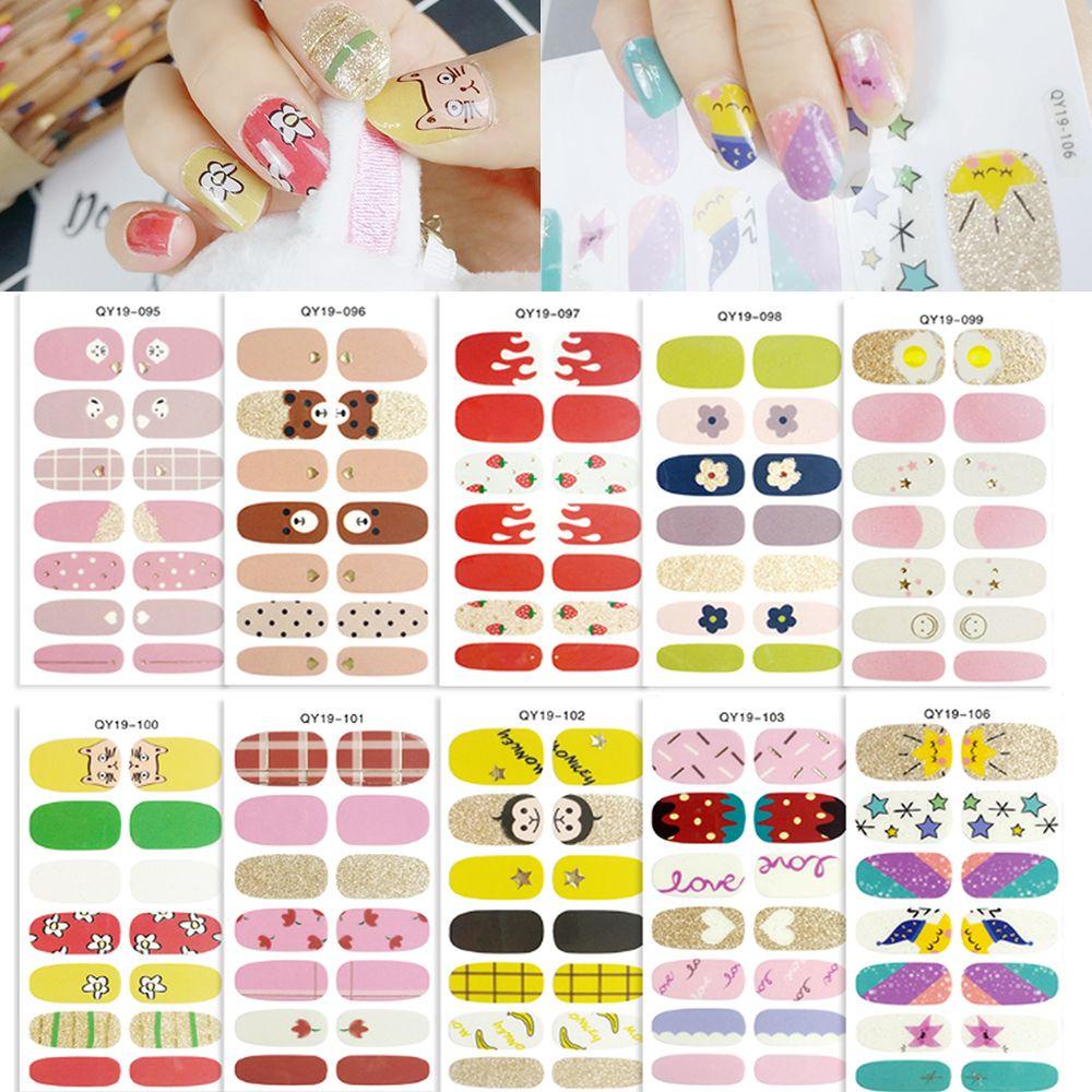 Bộ 14 Miếng Dán Trang Trí Móng Tay Họa Tiết Hoạt Hình Dễ Thương DIY