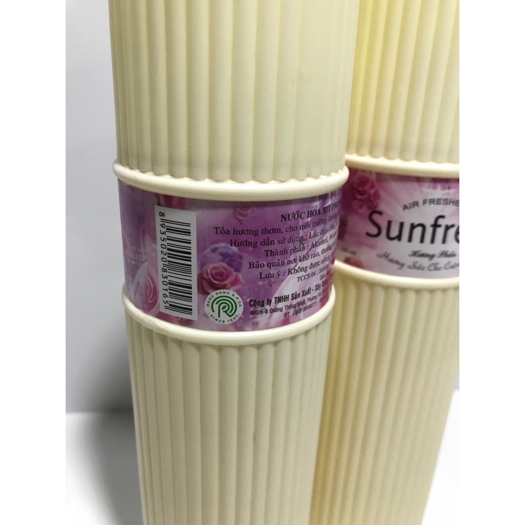 Hai chai Xịt phòng sunfret 380ml hương phấn