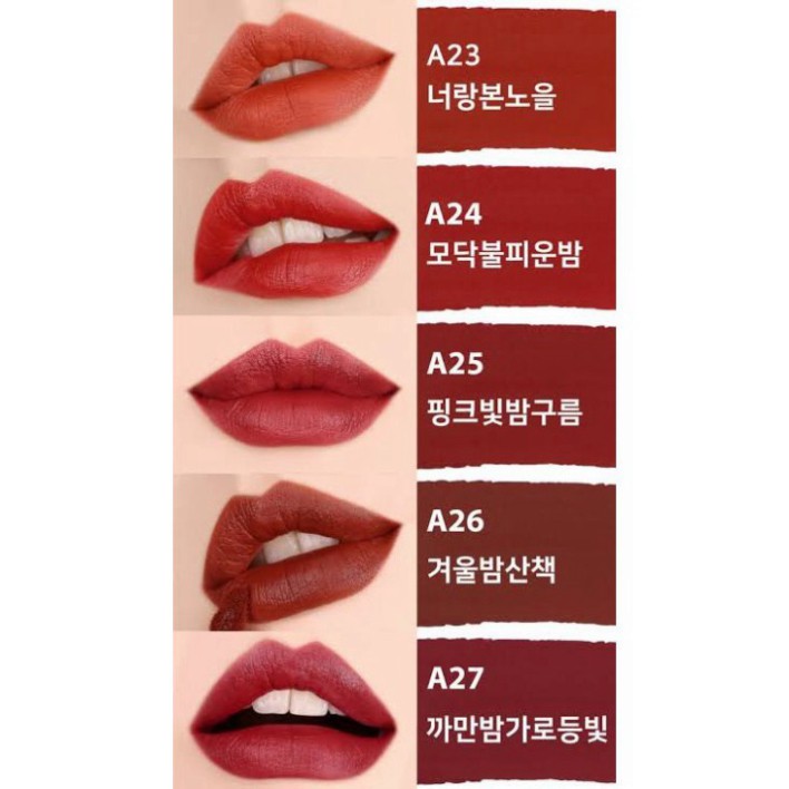 [Auth Hàn - Mẫu Mới] Son Kem Lì Black Rouge Ver 5 Màu Cam Nâu Đất A26 Winter Moon IW9