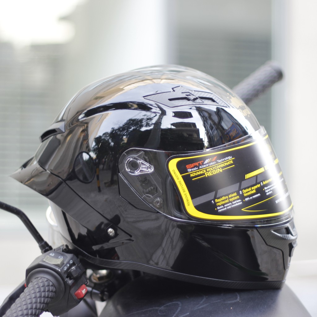 Mũ Bảo Hiểm Fullface Royal M137- Đen Bóng - Hai Kính - Bảo Hành 12 Tháng - Tặng Kèm Balo Dây rút