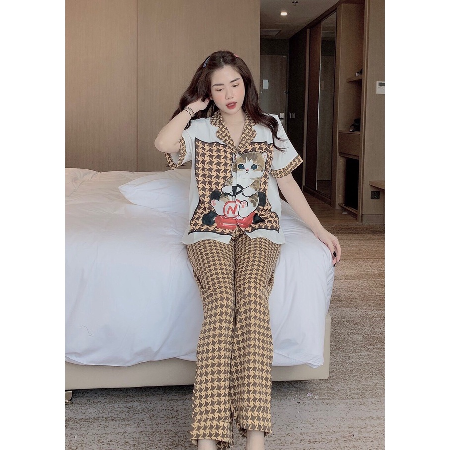 Đồ ngủ nữ, bộ pijama nữ in 5D đẹp,lụa mago mềm mịn ,mặc mát, freesize <60kg .