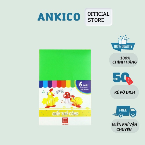 Giấy thủ công Hồng Hà 6 màu giấy thủ công có keo dán sẵn 4918 ANKICO