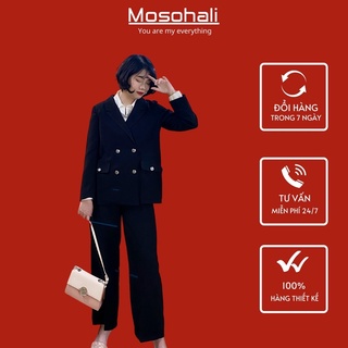 Set Blazer nữ Mosohali quần ống rộng set vest thiết kế thời trang công sở (Áo vest + Quầ thumbnail