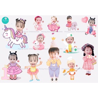 Thiết kế chibi sinh nhật, trang trí sinh nhật bé gái