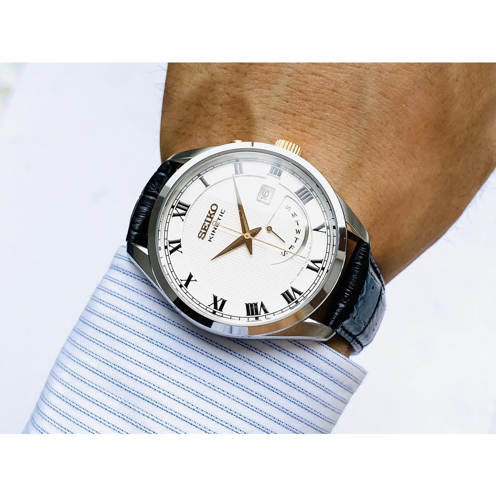 Đồng hồ nam dây da Seiko Kinetic SRN073P1