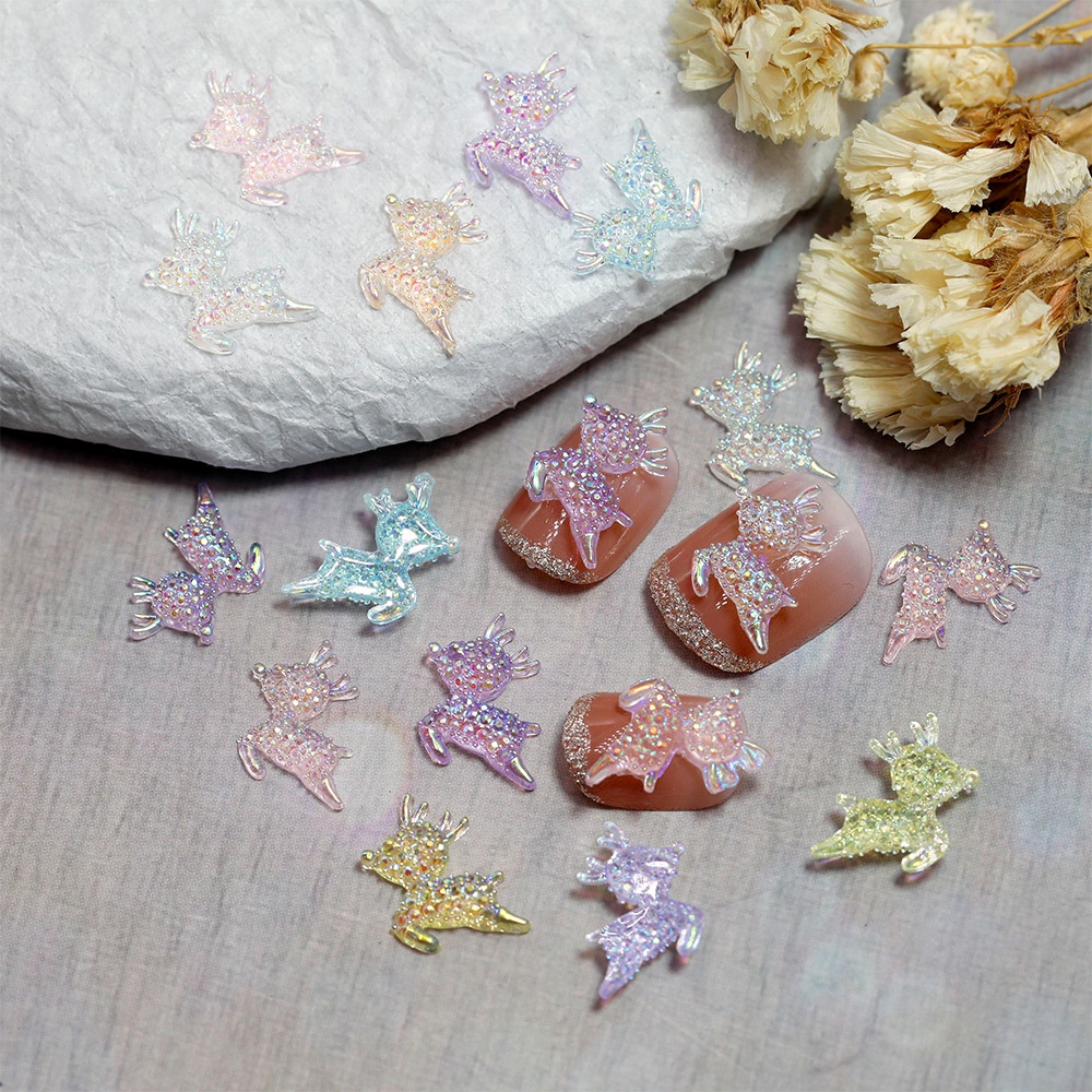Set 20 Charm trái tim, tuần lộc, charm hồ ly trang trí móng