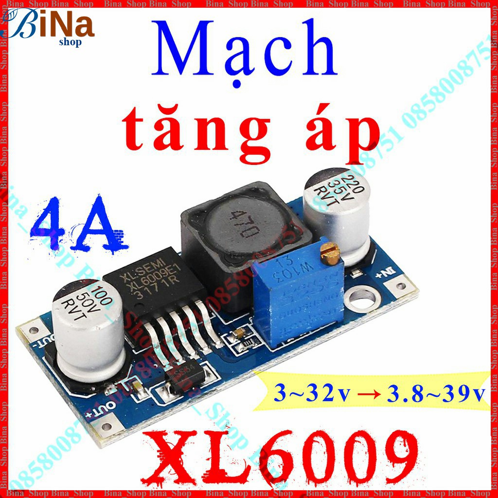 Mạch tăng áp DC 4A XL6009 3V lên 38V tùy chọn phiên bản