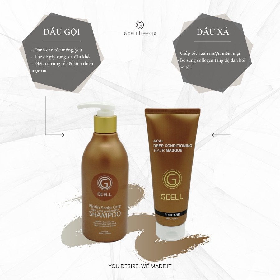 Dầu Gội ngăn rụng tóc - Dầu Xả phục hồi lõi tóc Gcell Chính Hãng Hàn Quốc | BigBuy360 - bigbuy360.vn