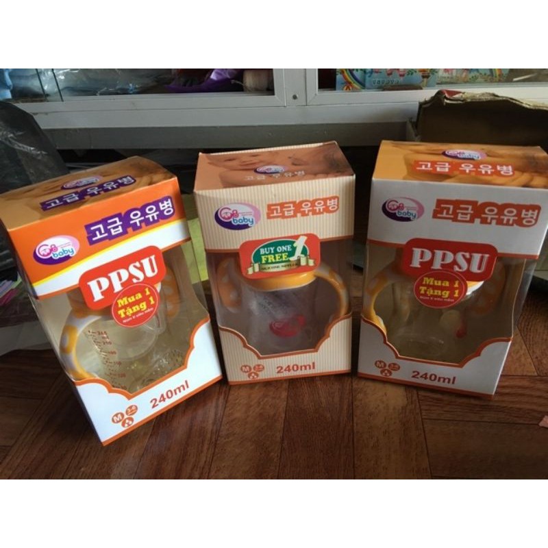 Bình Sữa PPSU GB BABY 180ml - 240ml Cổ Rộng Tặng Núm Thay Thế