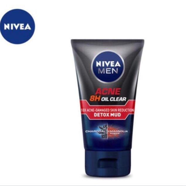 Sữa rửa mặt Nivea Men giúp giảm mụn & hư tổn da Detox Mud 100g ( mẫu mới ) bùn đỏ