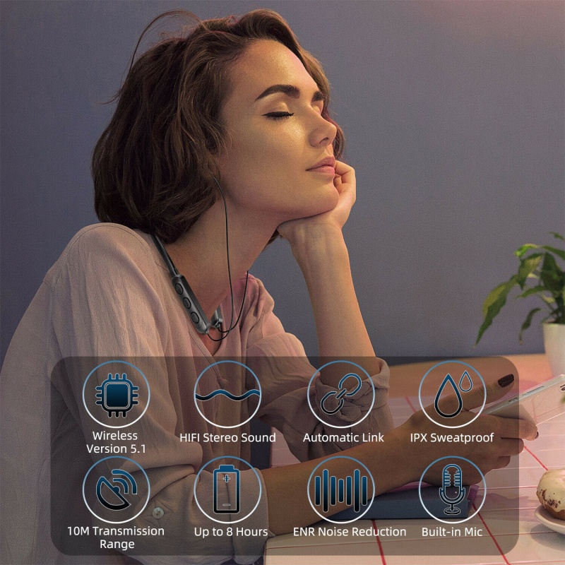 Tai Nghe Bluetooth 5.0 BT-71 Chống Thấm Nước Có Dây Đeo Cổ Tích Hợp Nam Châm Tiện Dụng -Thể thao chạy ngoài trời không thấm mồ auum1