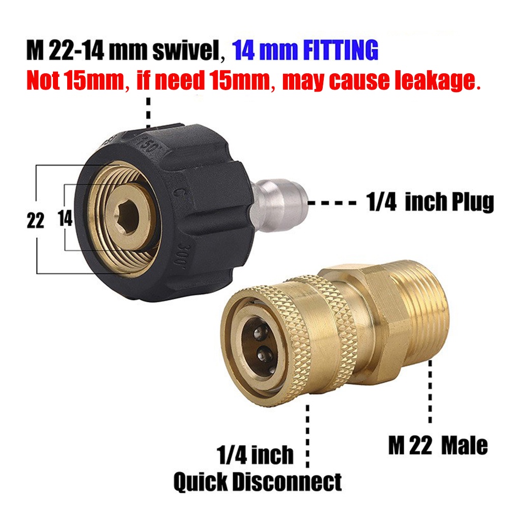 Đầu Nối Ống Nước Áp Suất Cao 1/4 Inch 3/8 Inch M22 14mm Male/Female