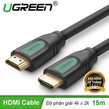 Cáp HDMI 15met Cao cấp Ugreen 11106 40468 (có cục chống nhiểu, đầu Mạ Vàng) Chính Hãng HD101