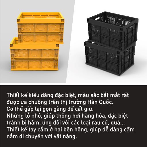 Rổ nhựa đựng trái cây hoặc hàng may mặc, Sọt gấp gọn Living On