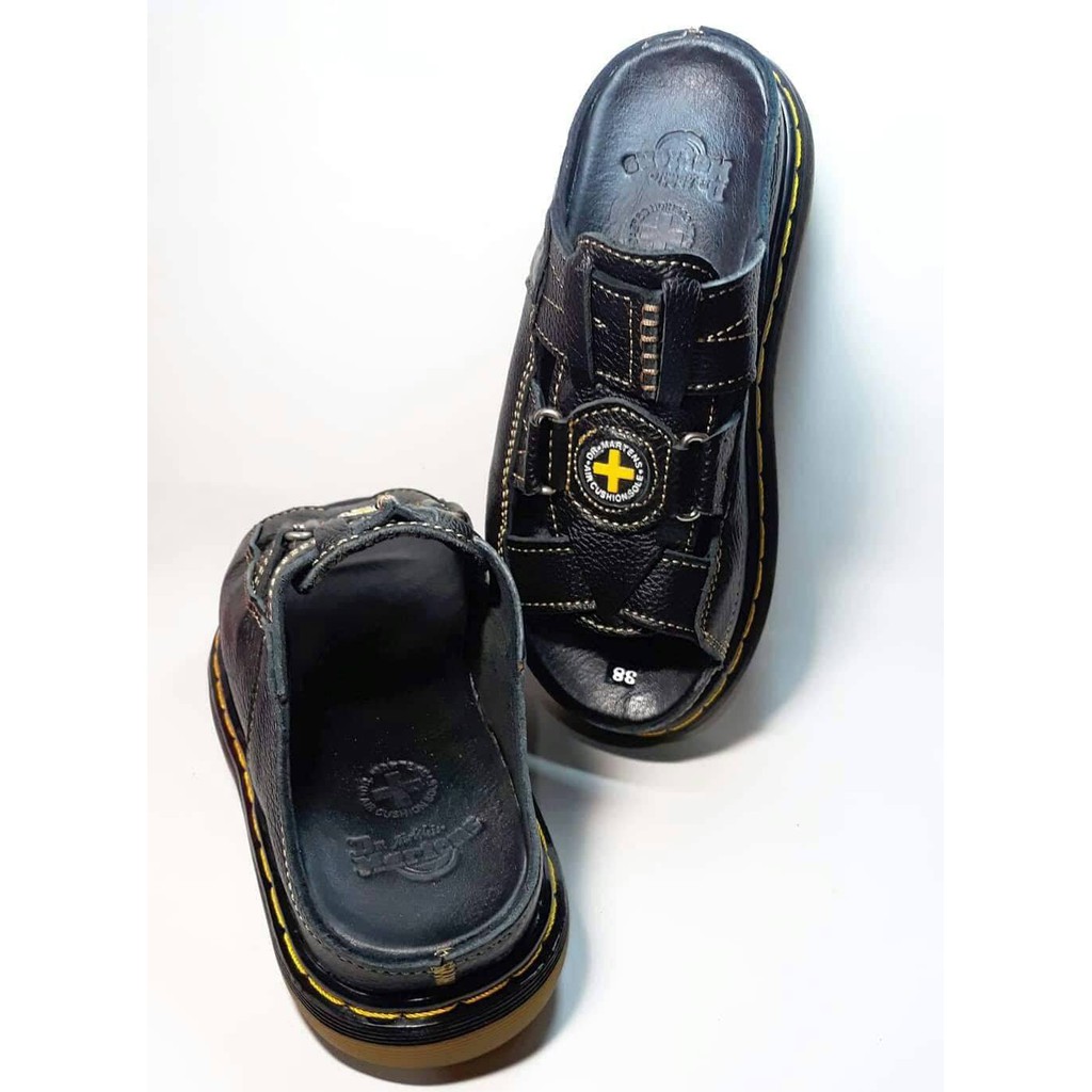 Dép Nam quai ngang Doctor Dr.Martens da bò cao cấp hàng VNSX - Đế Lót Da Bò - Mã D3