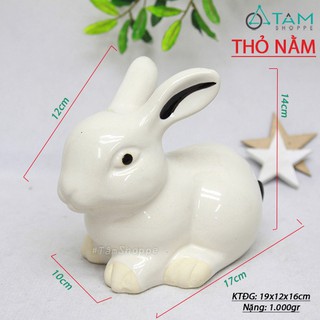 [CAO CẤP] Tượng con thỏ ngọc gốm TCV-THO-01