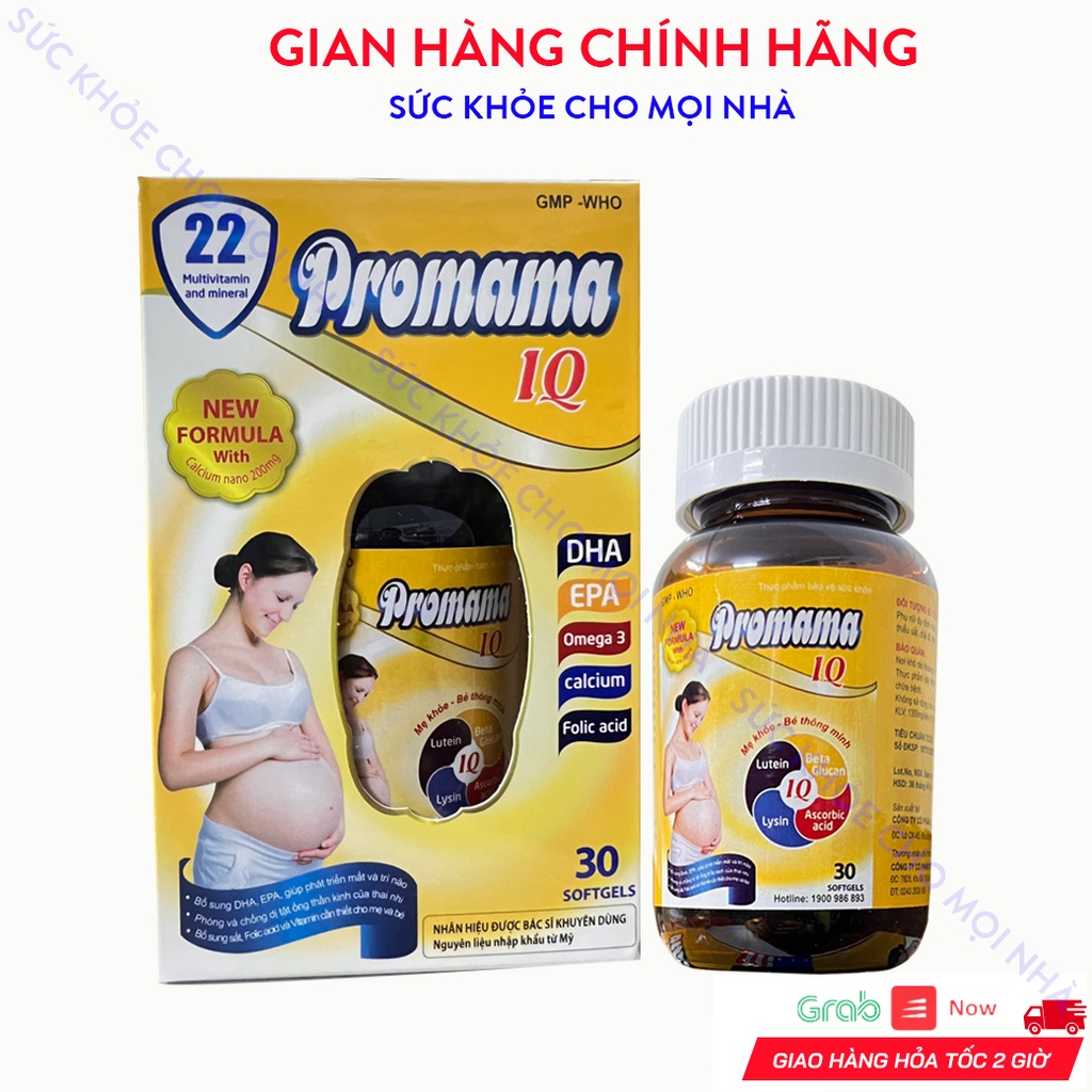 Viên bổ tổng hợp dành cho bà bầu Promama IQ cho phụ nữ dự định mang thai có thai cho con bú,sau sinh.suckhoechomoinha