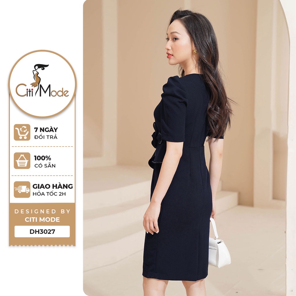 Đầm công sở CITI MODE FASHION dáng ôm peplum thiết kế tay lỡ phối hoa eo DH3027