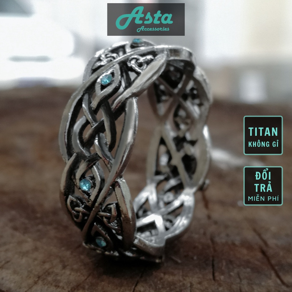 Nhẫn nam nữ tròn Asta Accessories màu bạc thời trang chất Titan đẹp đơn giản không gỉ - Nhẫn RU