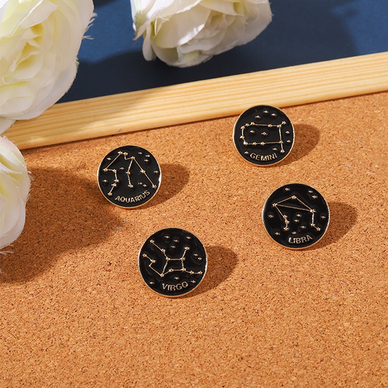 Huy hiệu cài áo QIHE JEWELRY hình biểu tượng 12 chòm sao tùy chọn trang trí trang phục làm quà tặng cho bạn bè