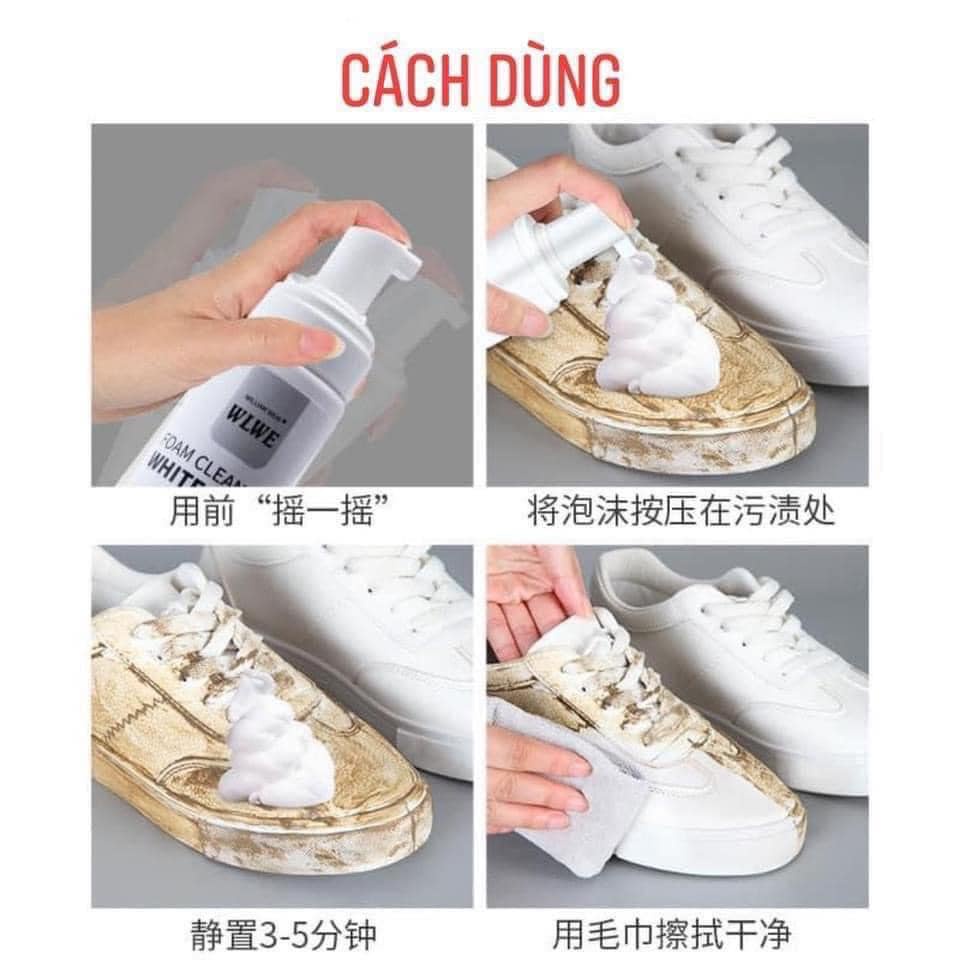 Chai xịt bọt làm sạch giày Sneaker 200ml tẩy trắng làm sạch giày cao cấp