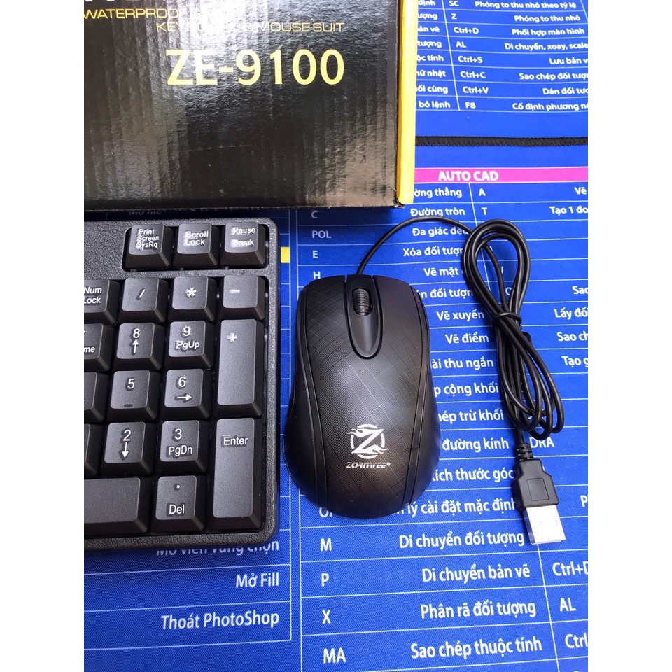 Bộ Bàn Phím Chuột Máy Tính Để Bàn PC Máy Đồng Bộ Văn Phòng Có Dây ZORNWEE ZE-9100 giá rẻ, bền đẹp