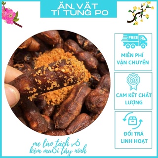 Me Lào Tách Vỏ Sấy Mộc Kèm Muối Ớt Chấm Hộp 500gr - Ăn Vặt Tí Tùng Po