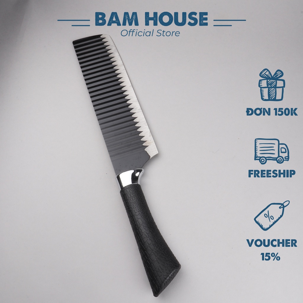 Dao bếp Nhật Bản Bam House loại 1 lưỡi thép siêu bén và cán cao su cao cấp mũi ngang DGS01