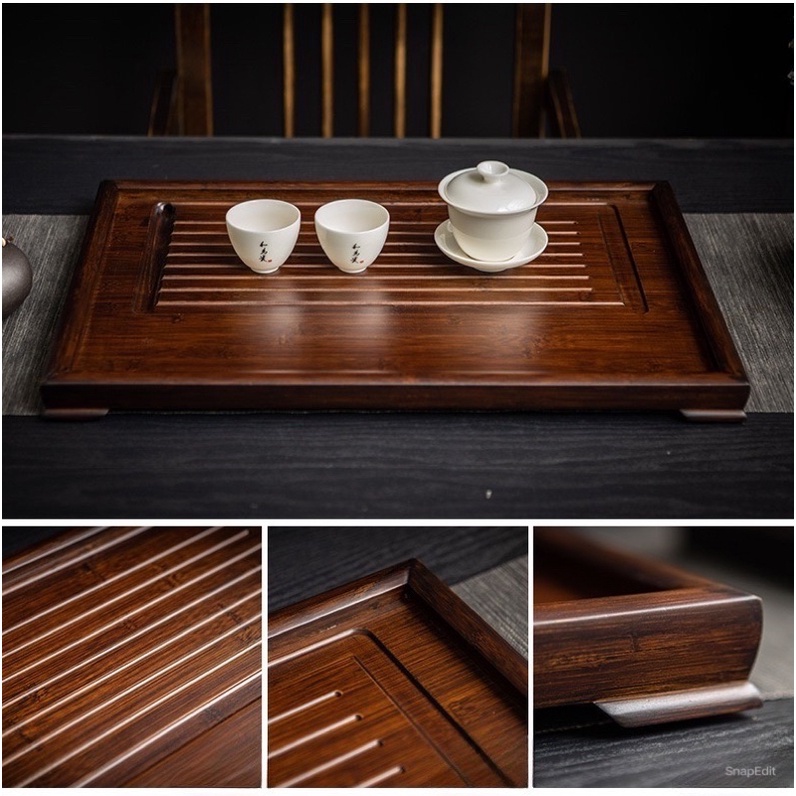 Khay Trà Tre Thiết Kế Dạng Phip Có Ống Thoát Nước Vào Thùng Nước Thải Tiện Dụng