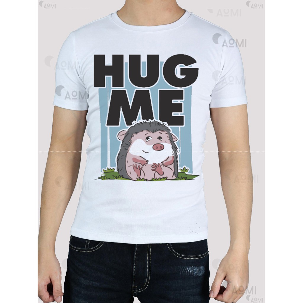 ÁO THUN NAM NỮ AT2436 HUG ME CUTE FORM CỔ TRÒN TAY NGẮN THỜI TRANG AOMI UNISEX PHONG CÁCH HÀN QUỐC