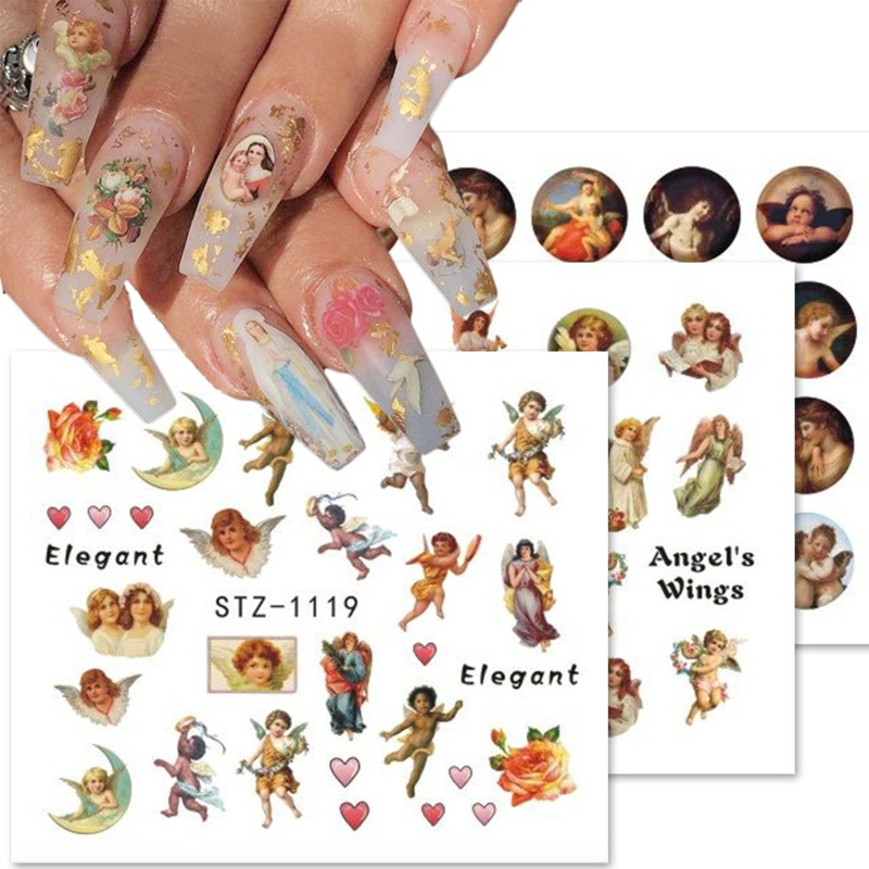 Sticker Dán Móng Chuyển Nước Hình Thiên Thần Tình Yêu Thích Hợp Cho Ngày Valentine