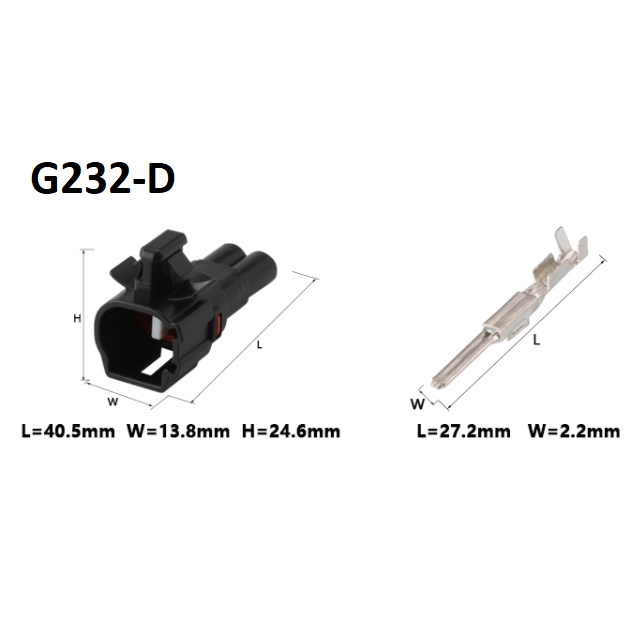 G232-Giắc cắm đèn đuôi ô tô Ổ cắm đèn sương mù F3 2.2MM 2 lỗ