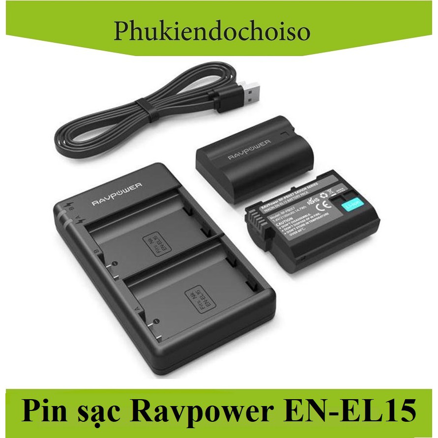 Combo 02 Pin +01 Sạc EN-El15 RAVPower (RP-PB057)