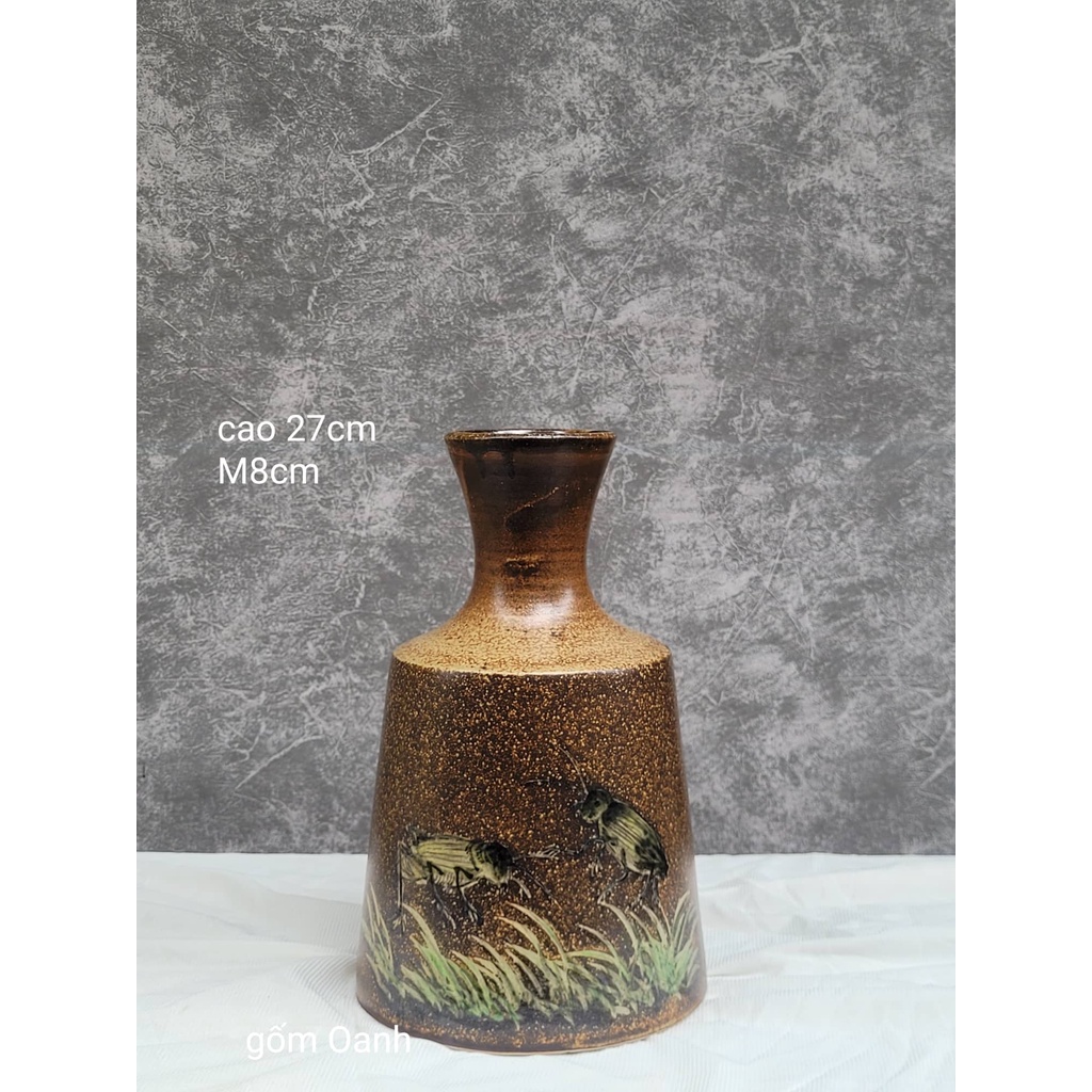 Bình hoa mộc nhỏ để bàn xinh c ute hàng vẽ tay bát tràng cao cấp lọ hoa decor trang trí