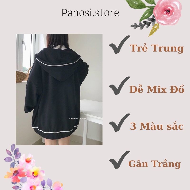 Áo Hoodie nữ chạy viền ấm áp PANOSI , Áo khoác bomber nữ dày dặn 2021 - Mã A497