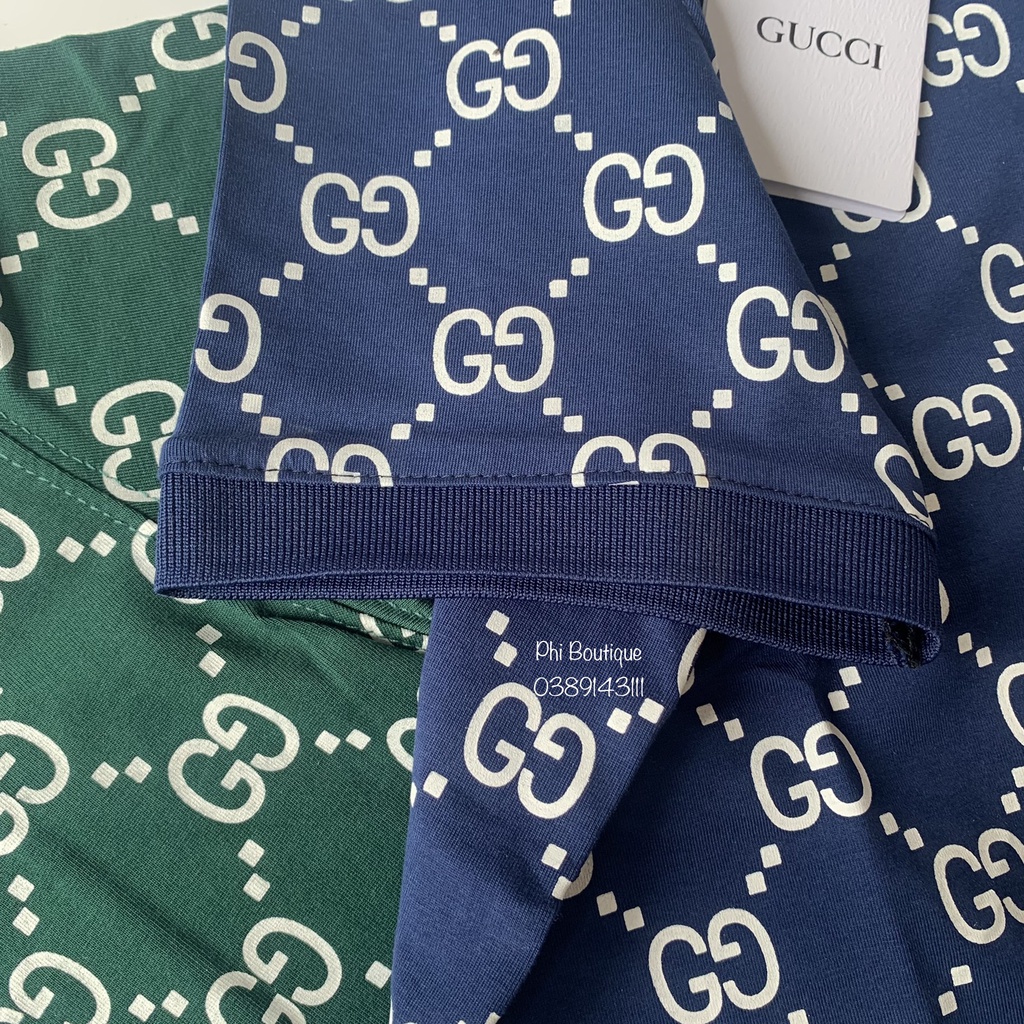 Áo Polo Nam Cổ Bẻ GG Vân Chữ Chéo Pha Cổ
