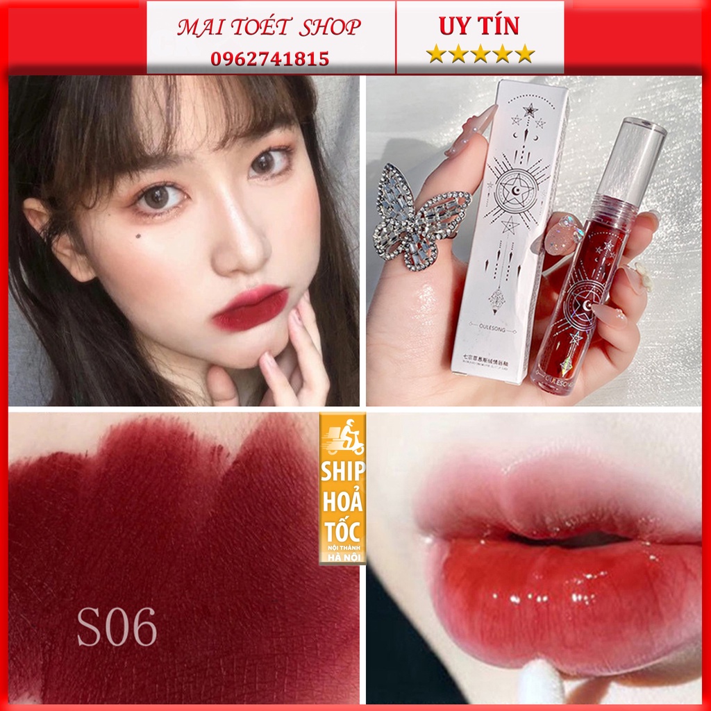 (Hàng Mới về Giảm Sâu)Son kem lì Oulesong Bóng vỏ trong suốt sang chảnh,Son môi màu đỏ đất mềm mịn lâu trôi