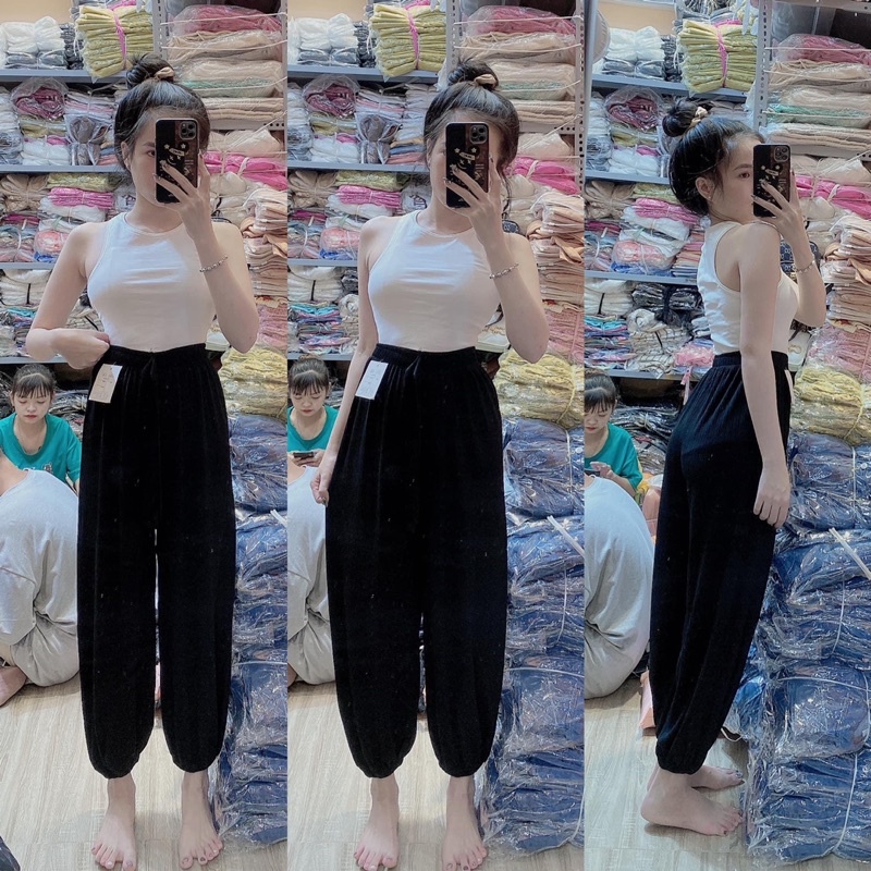 Quần bom dáng thụng ,ống rộng ,bo chân