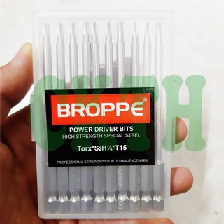 Mũi vít lục giác hoa thị có lỗ T15 chuôi lục giác hãng BROPPE cho khoan máy bắn vít (loại tốt)