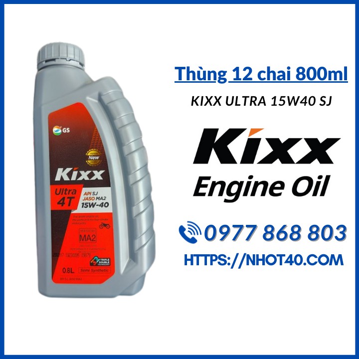 [Combo 12 Chai 0.8L] Nhớt xe số Kixx Ultra 15w40 SJ