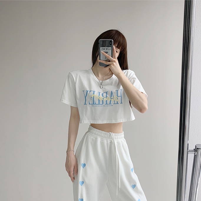 Áo Thun Ngắn Tay Cổ Tròn In Chữ Phong Cách Vintage Thời Trang