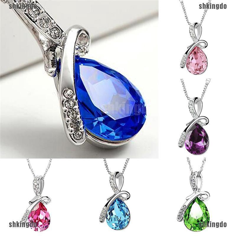 Dây chuyền thời trang mặt hình giọt nước đính đá zircon sang trọng