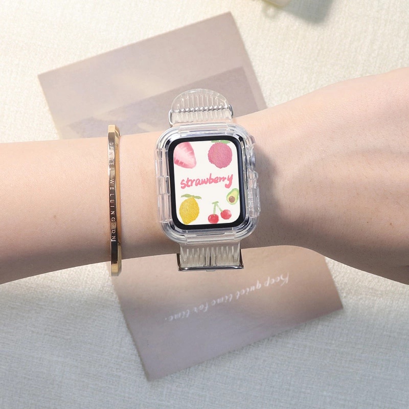Dây đeo đồng hồ trong suốt 38mm 40mm 42mm 44mm thích hợp cho Apple Watch Series 6 SE 5 4 3 2 1