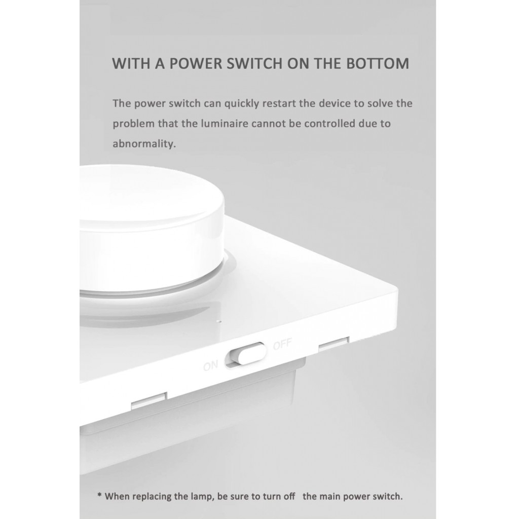 Công tắc đèn thông minh dán tường Smart Dimmer Switch Yeelight - Kết nối không dây Bluetooth với nhiều loại đèn Yeelight