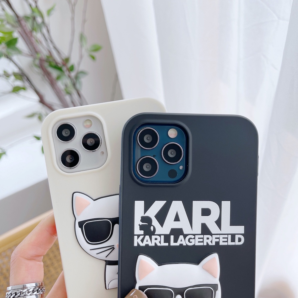 Ốp điện thoại TPU họa tiết mèo Karl Lagerfeld đáng yêu thích hợp cho IPHONE 13 12 11 PRO MAX X XS XR 7 8 PLUS