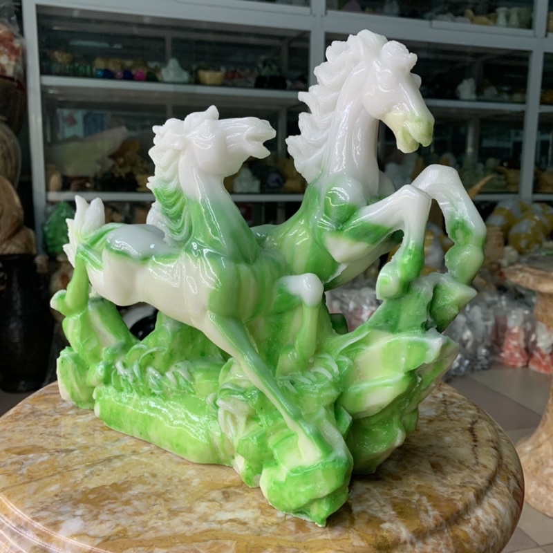 Tượng Song Mã Đá Đúc - ngang 30cm, cao 24cm