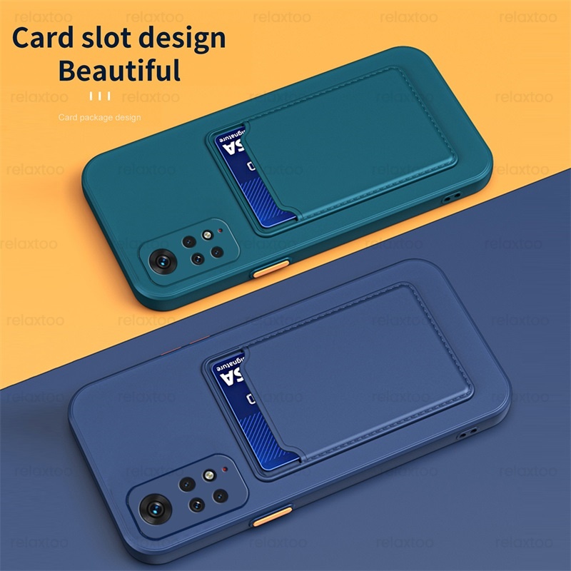 Square Card Slot Holder Back Cover Soft Shockproof Cover For Xiaomi Redmi Note 11 Pro Plus 11S 4G 5G
