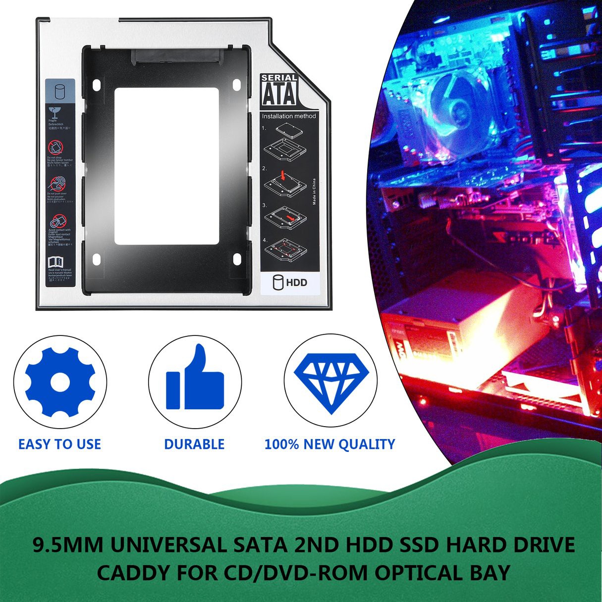 DVD Khay Đựng Ổ Cứng Sata 2nd Hdd Ssd 9.5mm | BigBuy360 - bigbuy360.vn
