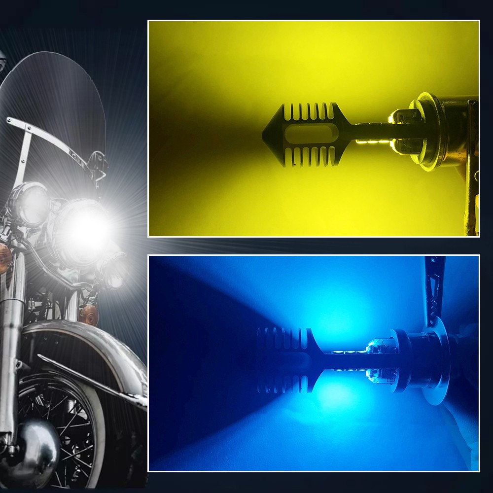 1 PC 12LED Bóng đèn pha xe máy H4 BA20D P15D Đèn sương mù chùm tia cao và thấp 3030 chip Phụ kiện xe tay ga LED hai màu nổi bật
